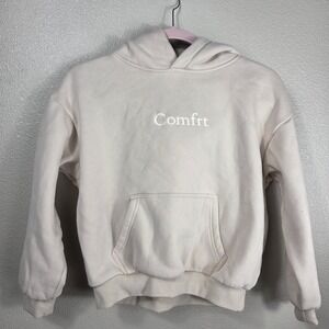 Comfrt Kids Oversized Hoodie Cream Pullover Sweatshirt Fleece Lined Size L‎